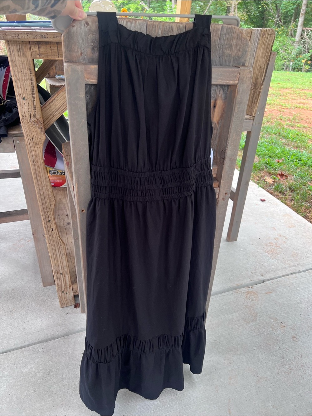 Women’s Black Smocked Waist Maxi Dress